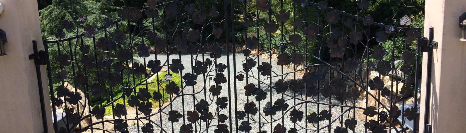 Custom Ornamental Iron Driveway Gate with Leaves