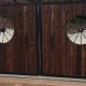 Ornamental Iron and Wood Wagon Wheel Electric Gate