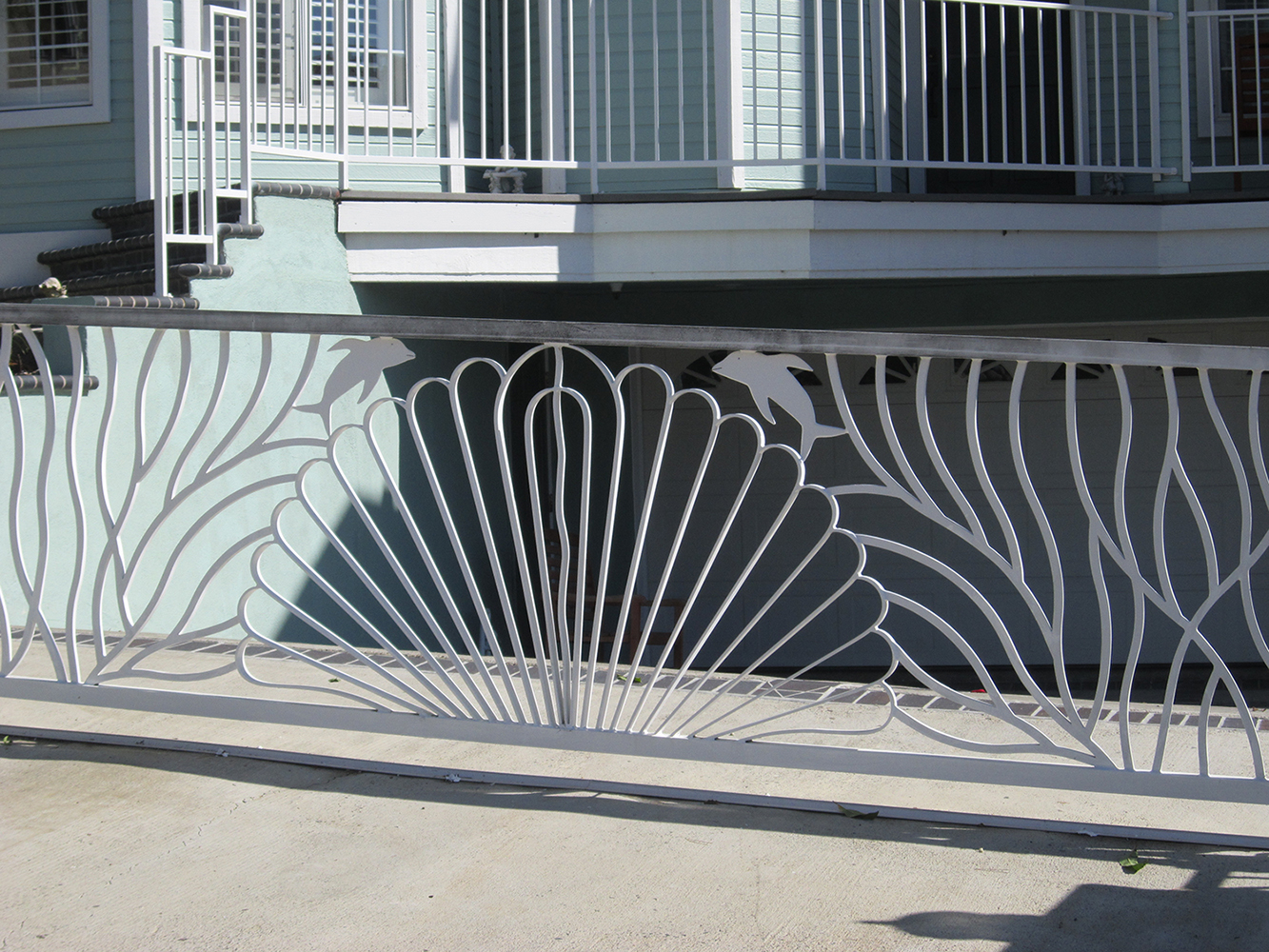 Ornamental Iron Driveway Gate and Hand Railing