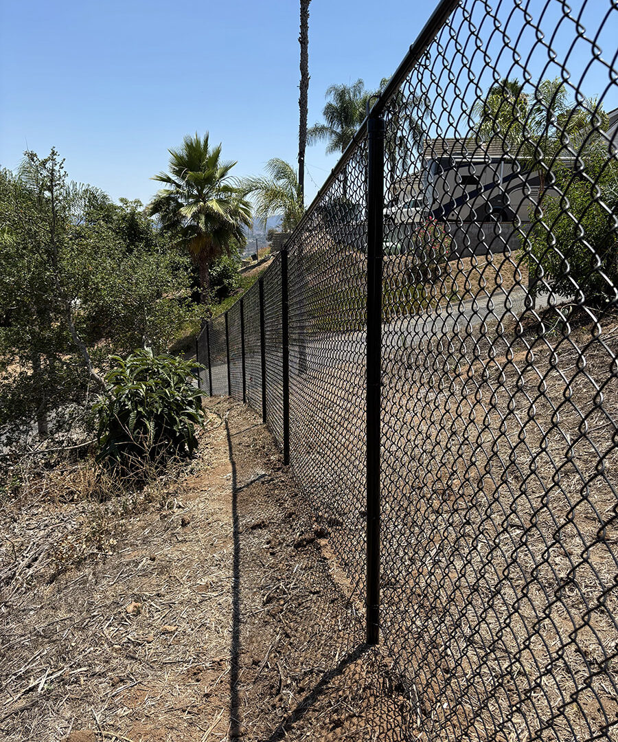Ornamental iron pedestrian gate between masonry columns
